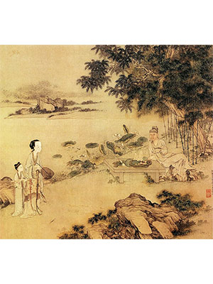 金廷标 《莲塘纳凉图》