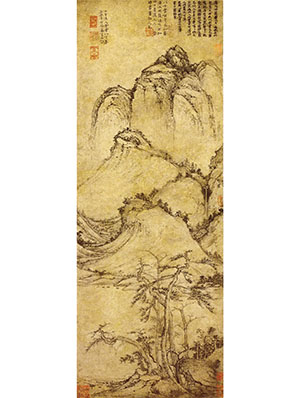 曹知白 《疏林幽岫图》