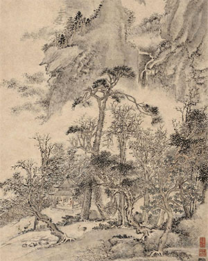 方士庶 《雀林春社》