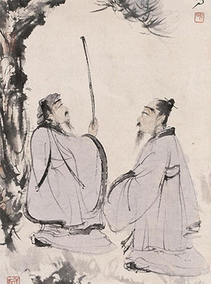 傅抱石 《松下清谈》