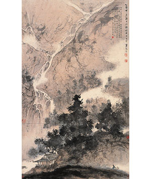 傅抱石 《山斋饮酒图》