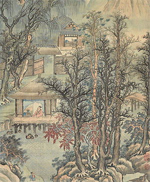 张宗苍 《秋林水榭图》