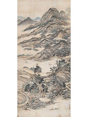 唐岱 《江村帆影图》