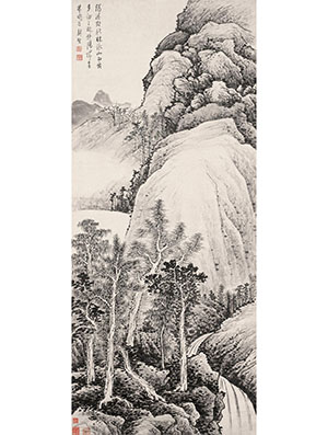 龚贤 《隔溪对秋林》
