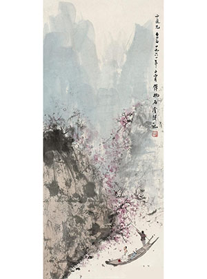 傅抱石 《春涧行舟图》