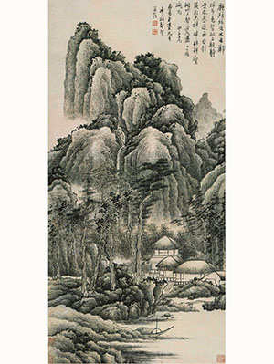 龚贤 《江村渔隐图》