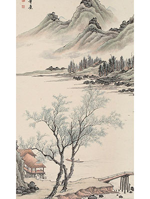 顾鹤庆 《春溪烟柳》