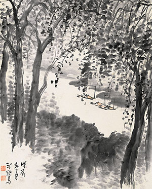 胡汀鹭 《林中观舟图》
