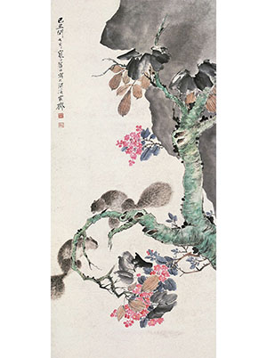 江寒汀 《梧桐松鼠》