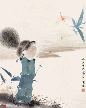 江寒汀 《竹鼠蜻蜓》