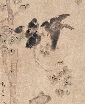 华嵒 《梧桐饲雏图》
