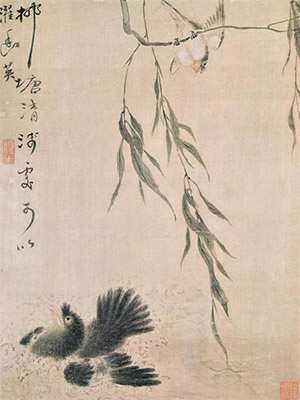 华嵒 《柳塘濯羽图》