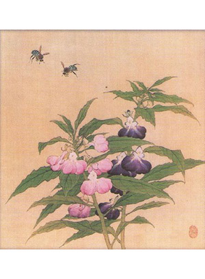 姜泓 《凤仙花蜜蜂图》