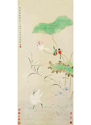 华嵒 《红蕖翠鸟图》
