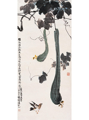 江寒汀 《丝瓜小鸟》