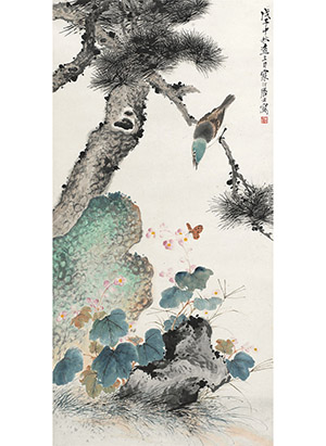 江寒汀 《松下海棠》