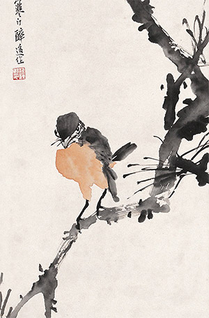 江寒汀 《春枝寒雀图》