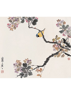 江寒汀 《紫薇小鸟》