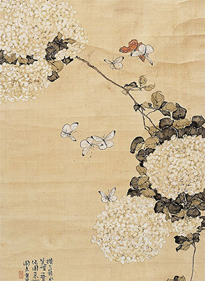 居巢 《绣球花粉蝶图》