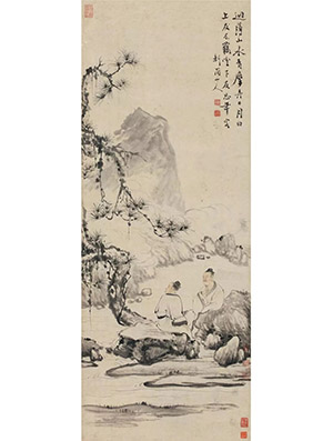 华嵒 《回转山水青》