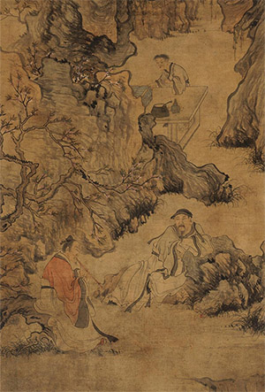 华嵒 《洞口听箫图》