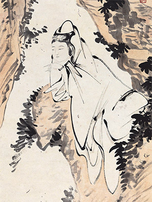 溥儒 《岩间观音》