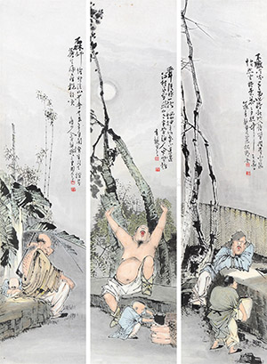 李耕 《人生四快》四条屏