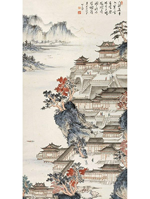 溥儒 《六朝萧寺图》