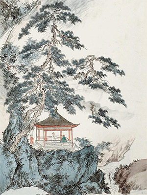 溥儒 《松亭闲坐图》