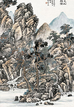 陆恢 《溪流乱岩》