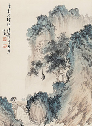 溥儒 《幽壑猿戏图》