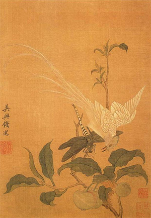 钱选 《绶带鸟蜻蜓》