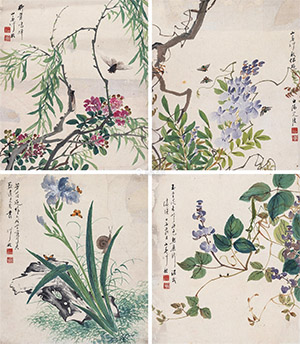 沙馥 《草虫》册页四帧