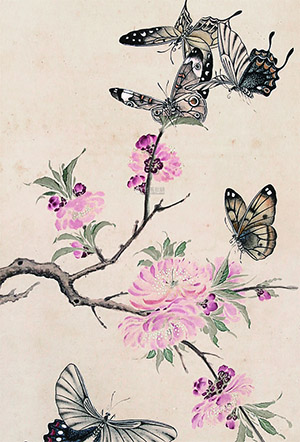 溥儒 《桃花蛱蝶图》