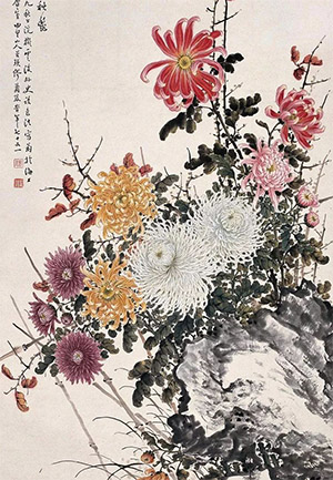 缪谷瑛 《园林秋艳图》