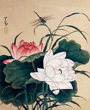 溥儒 《荷花蜻蜓》