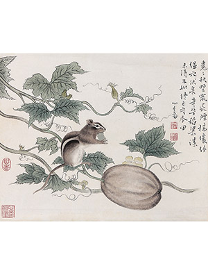 溥儒 《瓜田花栗鼠》