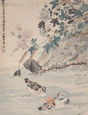 任伯年 《芙蓉鸳鸯》