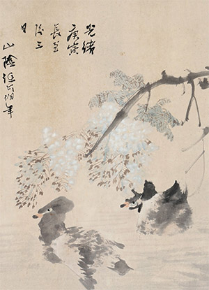 任伯年 《紫藤水禽图》卷