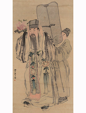 任伯年 《簪花沐冠图》