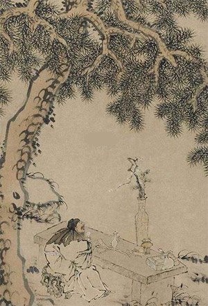李士达 《松下品菊图》
