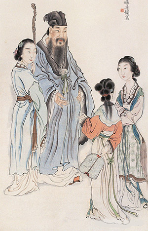 潘振镛 《小女论文图》