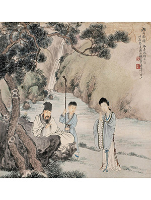 潘振镛 《湖上参禅图》