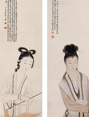 倪田 《四美图》四条屏