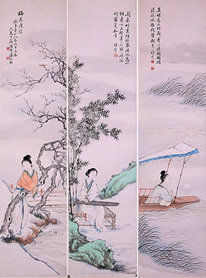 潘振镛 《四季仕女》四条屏