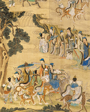 任熊 《群仙祝寿图》六条屏