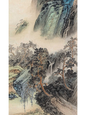 顾坤伯 《石壁飞泉》