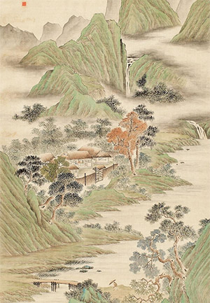 彭暘 《湖山春雨》
