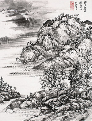 顾坤伯 《荒村欲雨图》