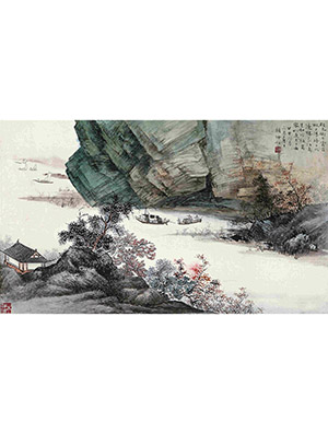 顾坤伯 《蜀江秋色》
